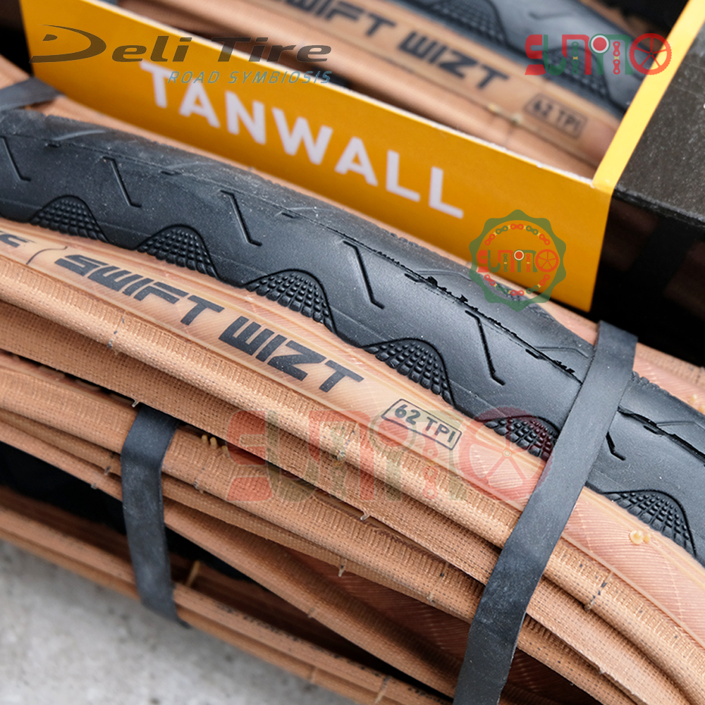 Vỏ gấp DELI Tire S-601 Tanwall hông nâu 62TPI gắn xe đạp đua