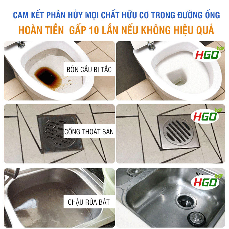 Bột thông tắc cống, bồn cầu, bồn rửa bát, đường ống cực mạnh HGO Super 250g