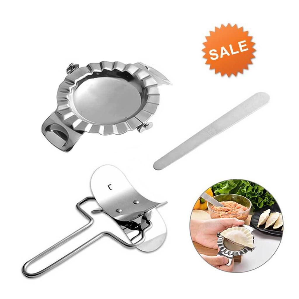 Stainless Steel Dumpling Maker Tool Sets, Dumpling Skin Maker, Pasta Cutter Press Mold and Stuffing Spoon Kitchen Accessories