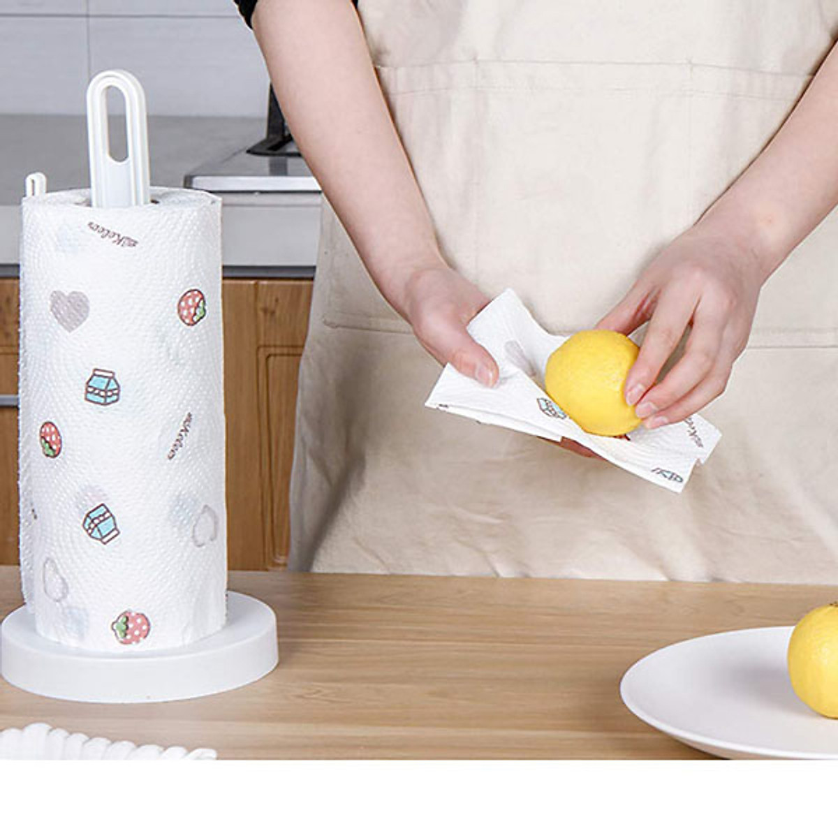 Khăn giấy lau đa năng lau bếp, lau tay cuộn trắng có thể giặt được và tái sử dụng cỡ 20cm