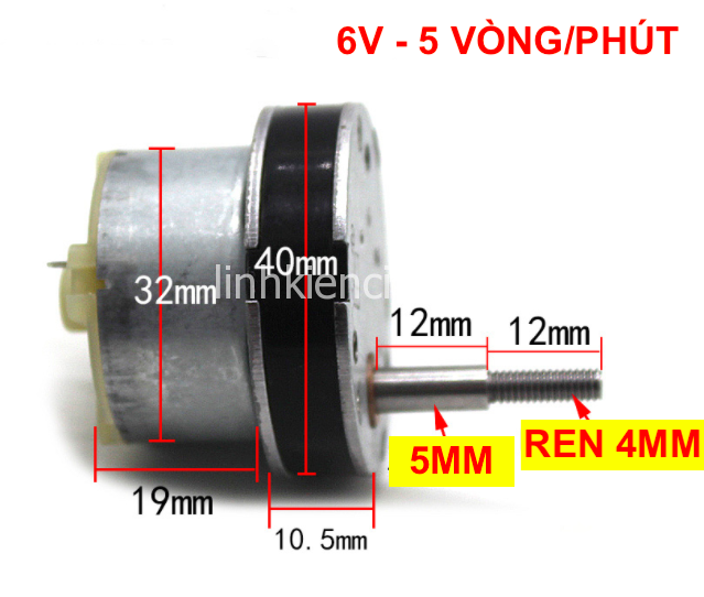 Motor mô tơ giảm tốc mini 500 bánh răng kim loại 6v - 12v tốc độ chậm 5 - 10 vòng trục ren - LK0330