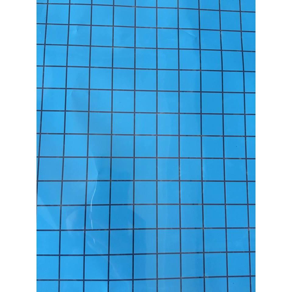 5M Giấy Dán Kính Họa Tiết dán kính ô vuông xanh dương Không Cần Keo DK181 -  Khổ 0.5m