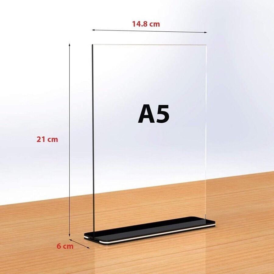 Standee Menu Mica A4, Menu để bàn A5, A6 Đế lùa 02 mặt, Mica Đài Loan