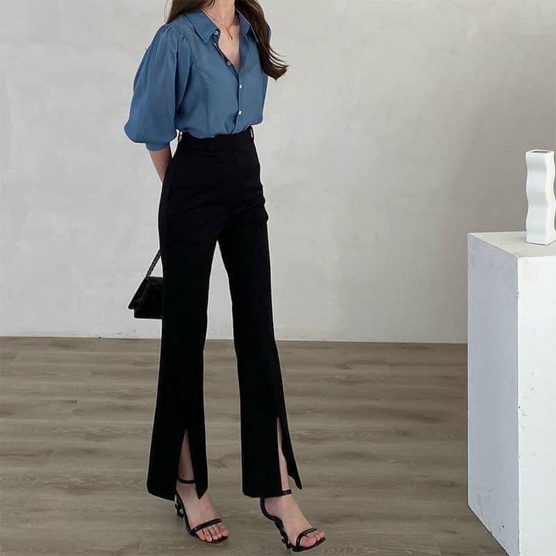 Quần Loe Lưng Tây XẺ chất VINTEX phong cách Hàn