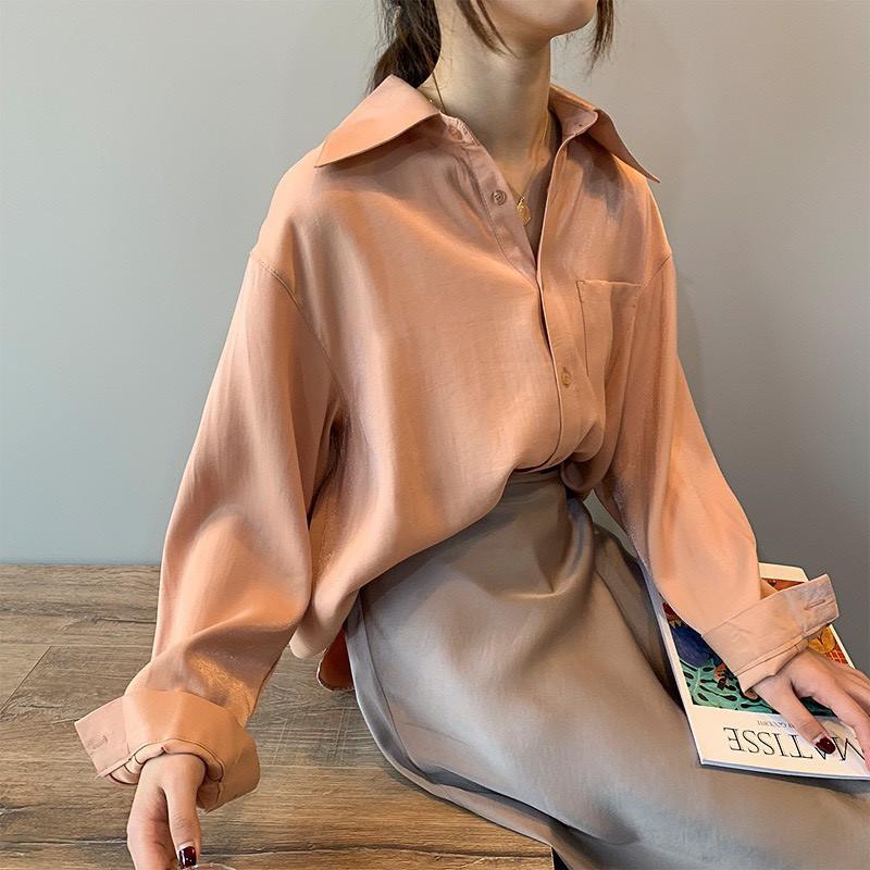 ÁO SƠ MI LỤA SATIN PHẢN QUANG FORM RỘNG