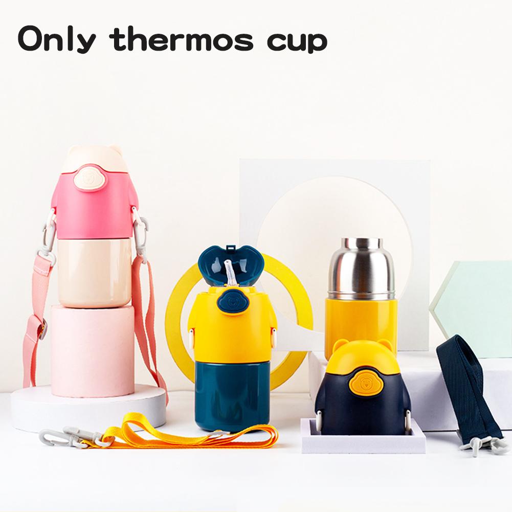 450Ml Trẻ Em Bình Nước Inox Giữ Nhiệt Bình Di Động Không Trượt Chống Rò Rỉ Dễ Dàng Vệ Sinh Chân Không Mini Ống Hút cốc