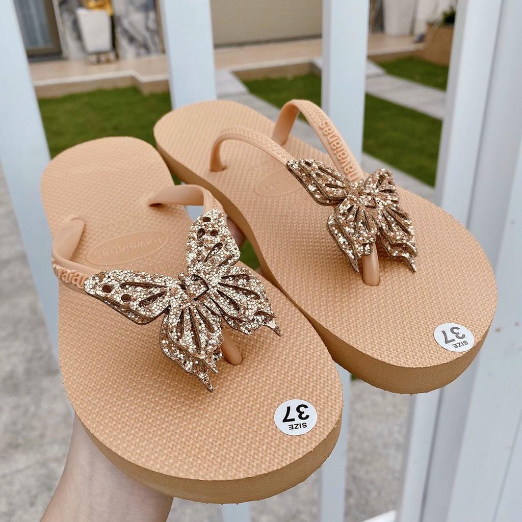 Dép xỏ ngón gắn hình bướm, Dép tông xốp( Hàn sẵn+ Ảnh Thật)