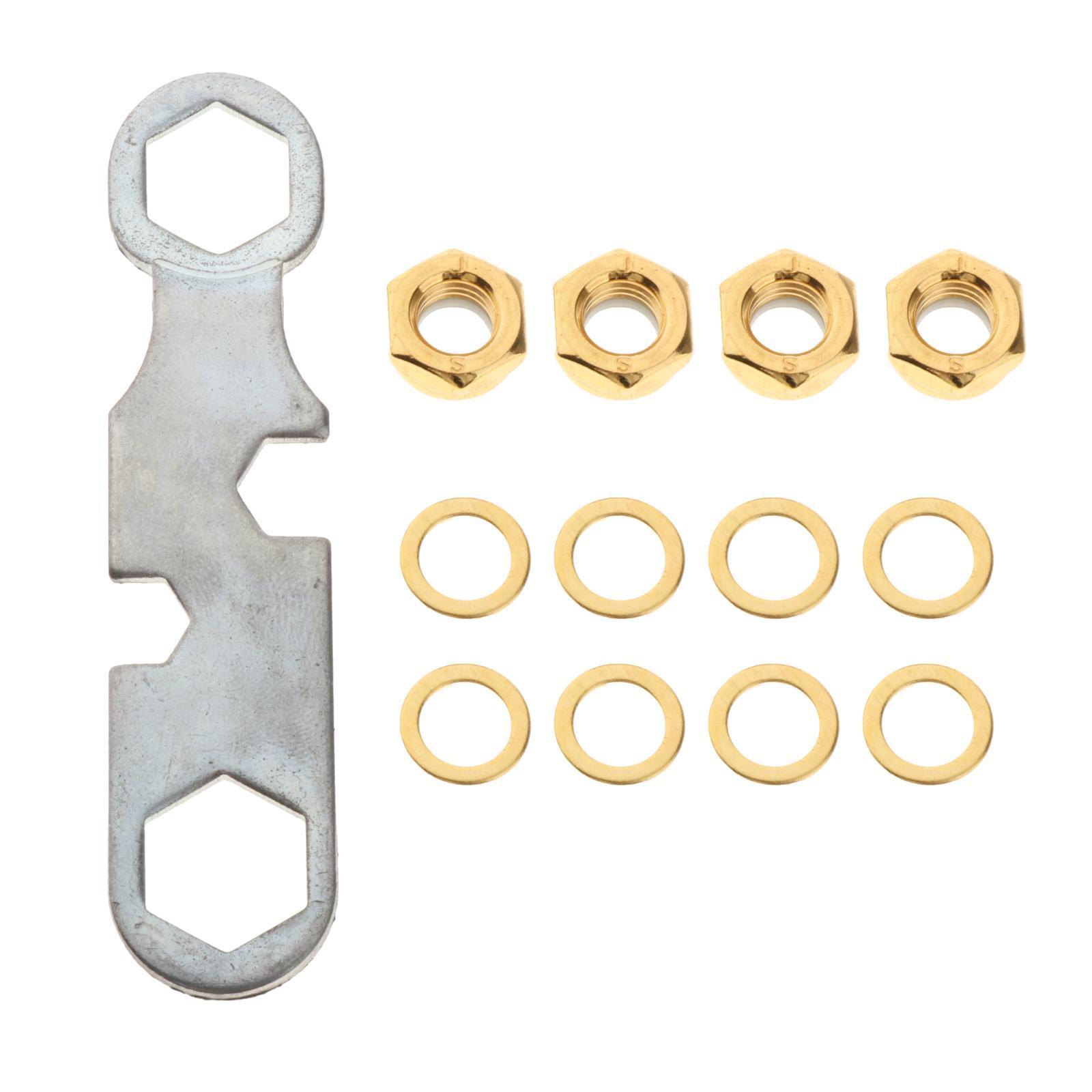 4 Pieces Skateboard Longboard Trucks Axle Nuts , 8 Pieces Alloy Washers Spacer Set with 1 Piece Wrench Multi Tool