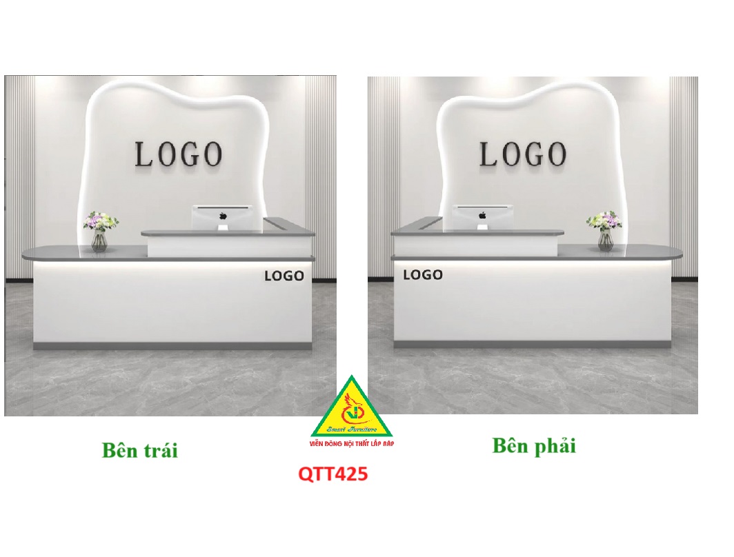 QUẦY LỄ TÂN, QUẦY TIẾP TÂN, QUẦY TÍNH TIỀN, QUẦY THU NGÂN QTT425 ( BÀN KHÔNG ĐÈN)- Nội thất lắp ráp Viễn Đông Adv