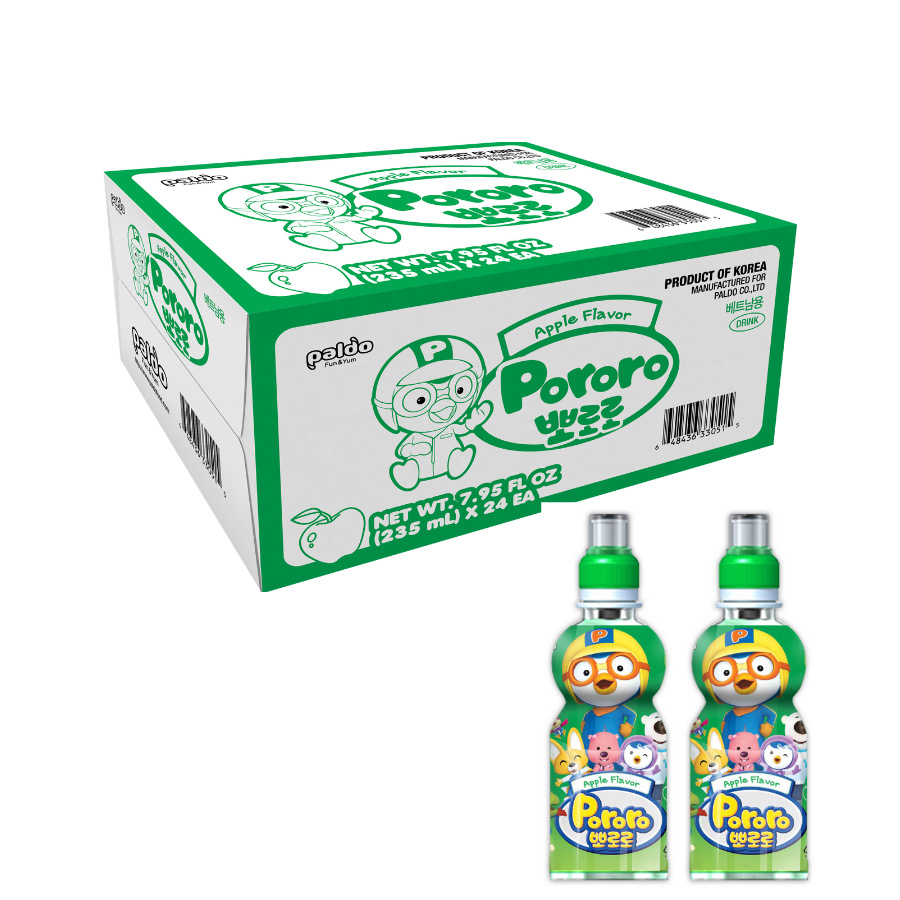 Thùng 24 Chai Nước Uống Pororo Hương Vị Táo  235ml