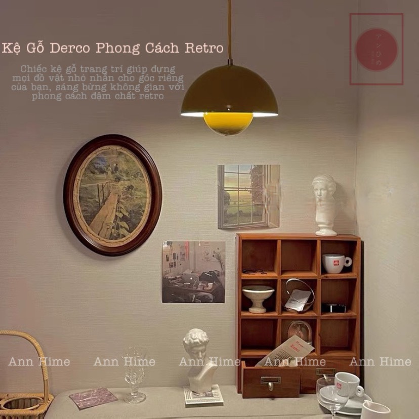 Tủ Ngăn Kéo Gỗ 9 Ô Đựng Cốc Chén Treo Tường & Để Bàn Trang Trí Kiểu Vintage Retro Sp03
