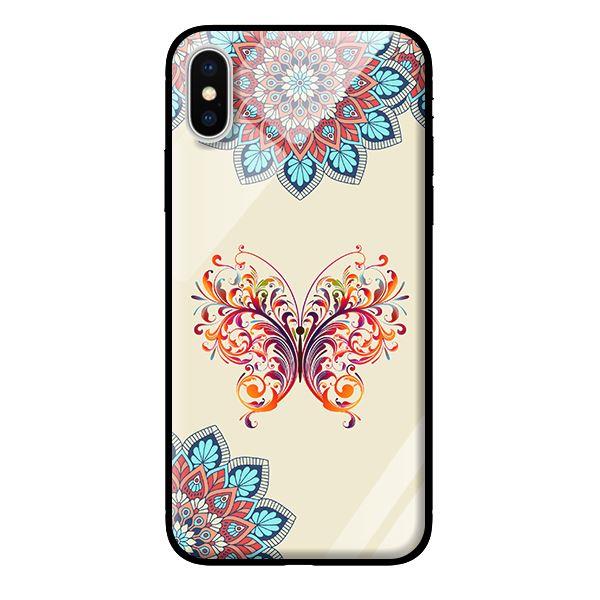 Ốp lưng kính cường lực cho iPhone X Họa Tiết Bướm - Hàng chính hãng