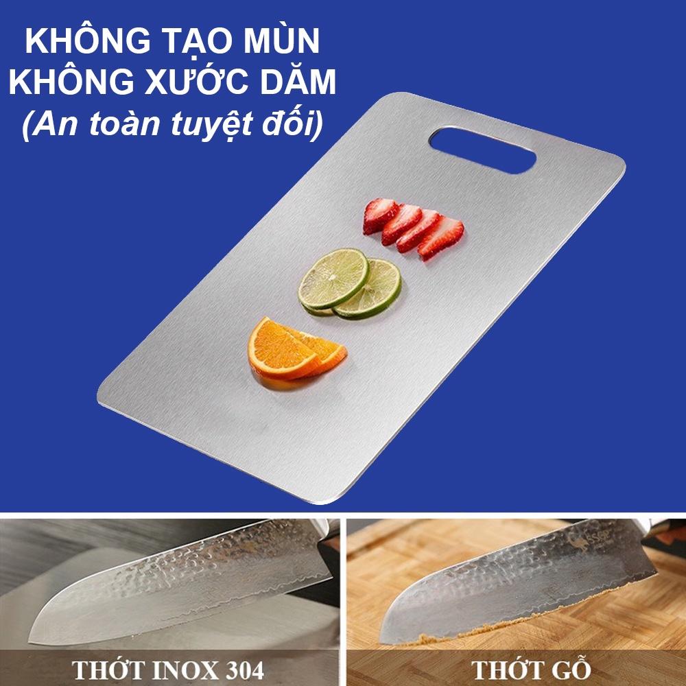 Thớt inox 304 kháng khuẩn cao cấp chống ẩm mốc độc hại, thớt inox tiện lợi dễ dàng vệ sinh an toàn không mùn gỗ