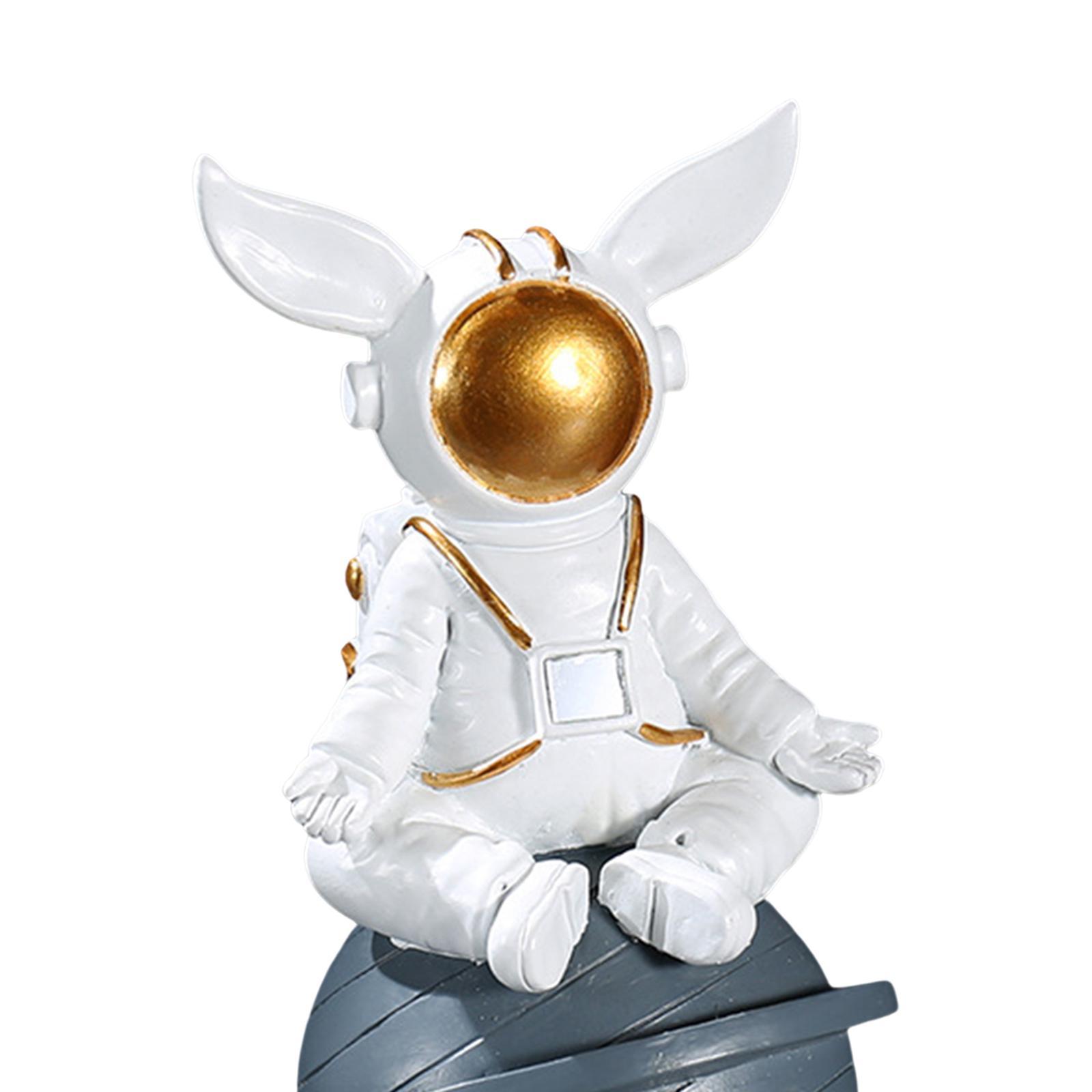 Spaceman Figurine Astronaut Statue Model Resin Cute Cake Topper Home Decor Ornament for Bedroom, Bookshelf, Bookcase, Tabletop, Fireplace