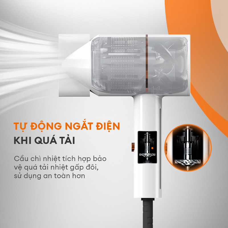 Máy sấy tóc 2 chiều GAABOR GHD-N700A ánh sáng xanh 3 mức gió cao cấp - Hàng chính hãng