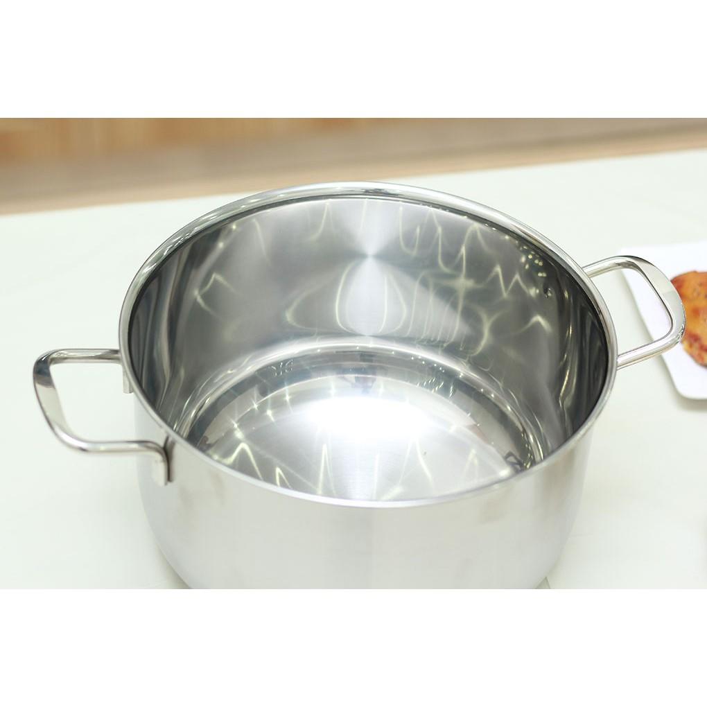 Bộ nồi xửng hấp inox 430 Fivestar Standard  3 đáy bếp từ nắp inox ( 24cm / 26cm ), tặng 1 vá canh