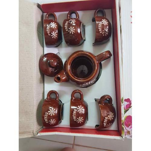 Bộ ấm chén uống Trà Coffee CFO001 - Men sứ cao cấp - Hộp quà tặng