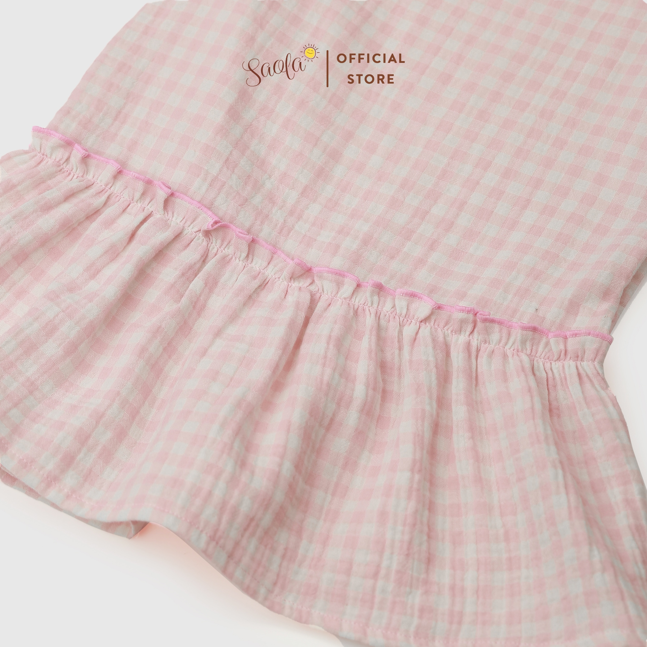 Váy Bé Gái Cổ Tròn Tay Bèo Nhún Tùng Xòe Chất Liệu Muslin Thoáng Mát - BERRY DRESS - DRM031 - SAOLA KIDS CLOTHING