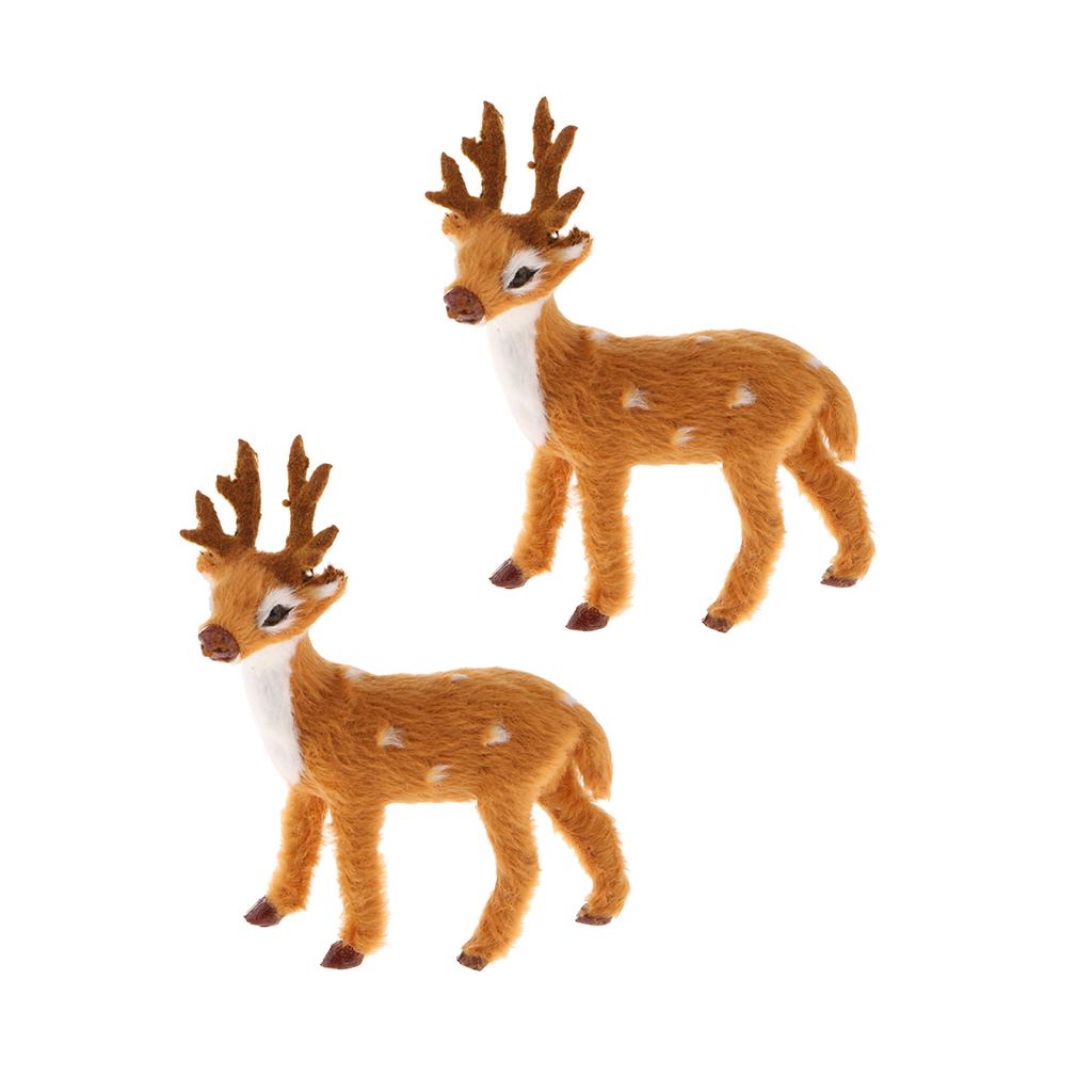 2 Miếng Thu Nhỏ Thực Tế Hươu Hình Tượng Mô Hình Nhà Quà Tặng Trang Trí Vật Trang Trí