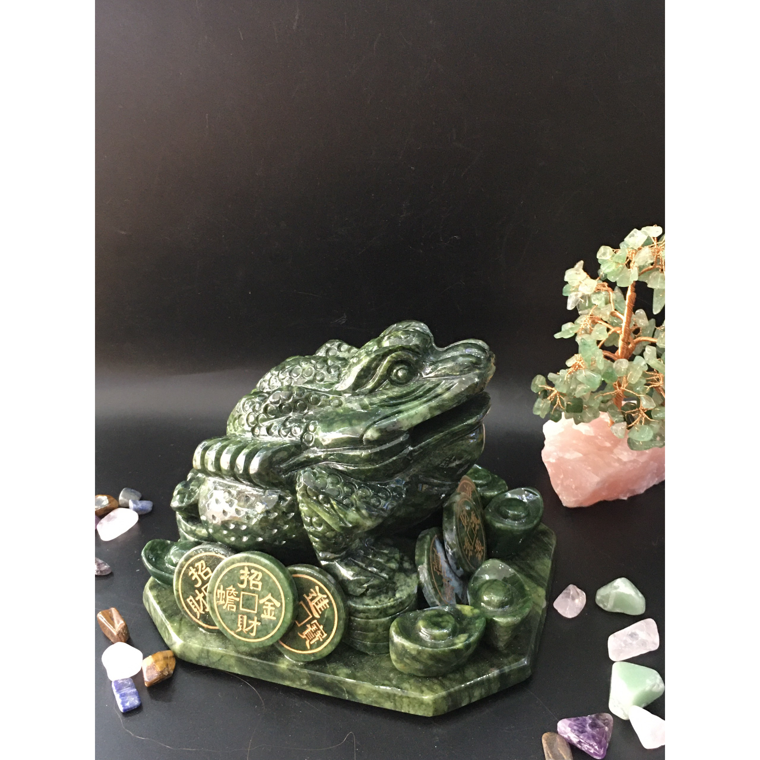 Thiềm Thừ đá Serpentine xanh - dài 20cm rộng 16cm cao 15cm nặng 3,85kg