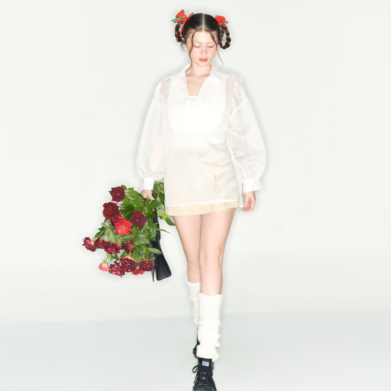 DOTTIE - Áo sơ mi kiểu vải organza - Trắng - T0860