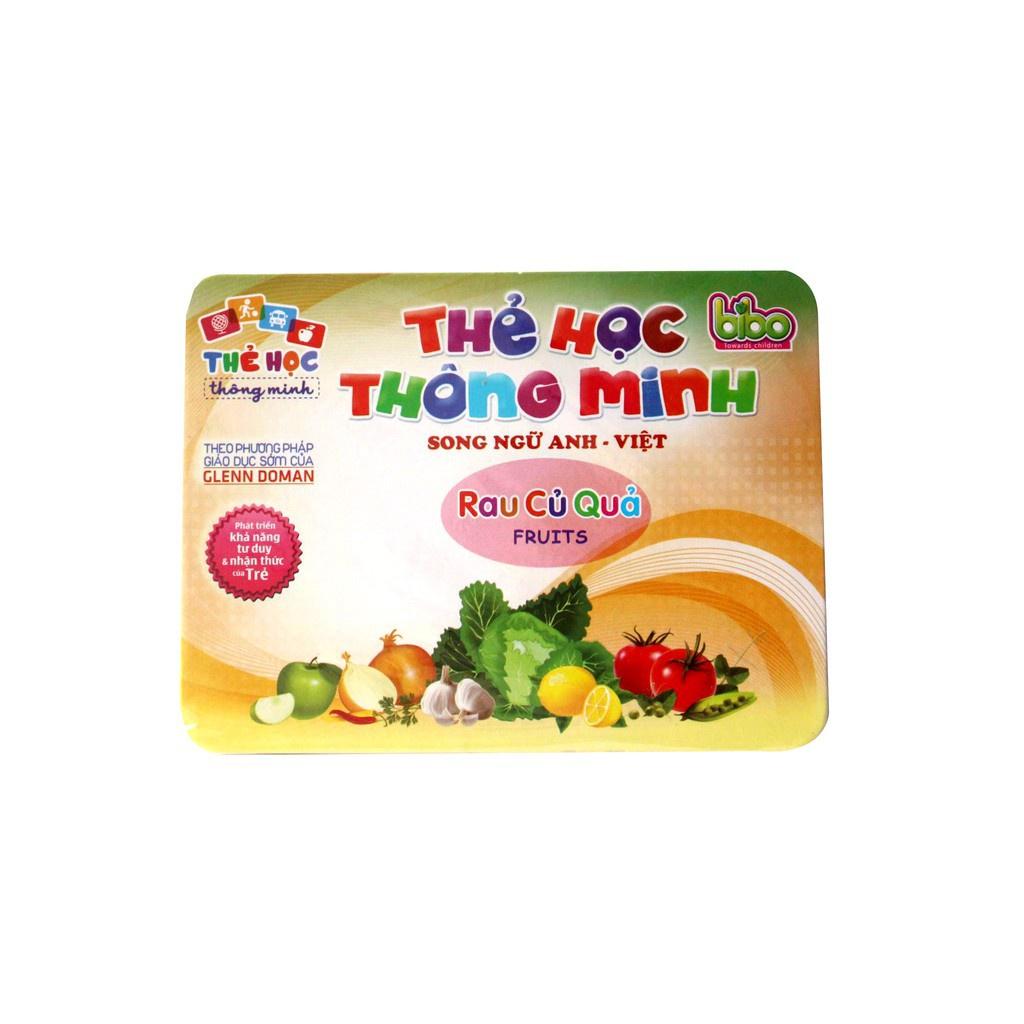 Thẻ học thông minh song ngữ bibo - đồ chơi thông minh flashcard anh việt chủ đề các loại quả