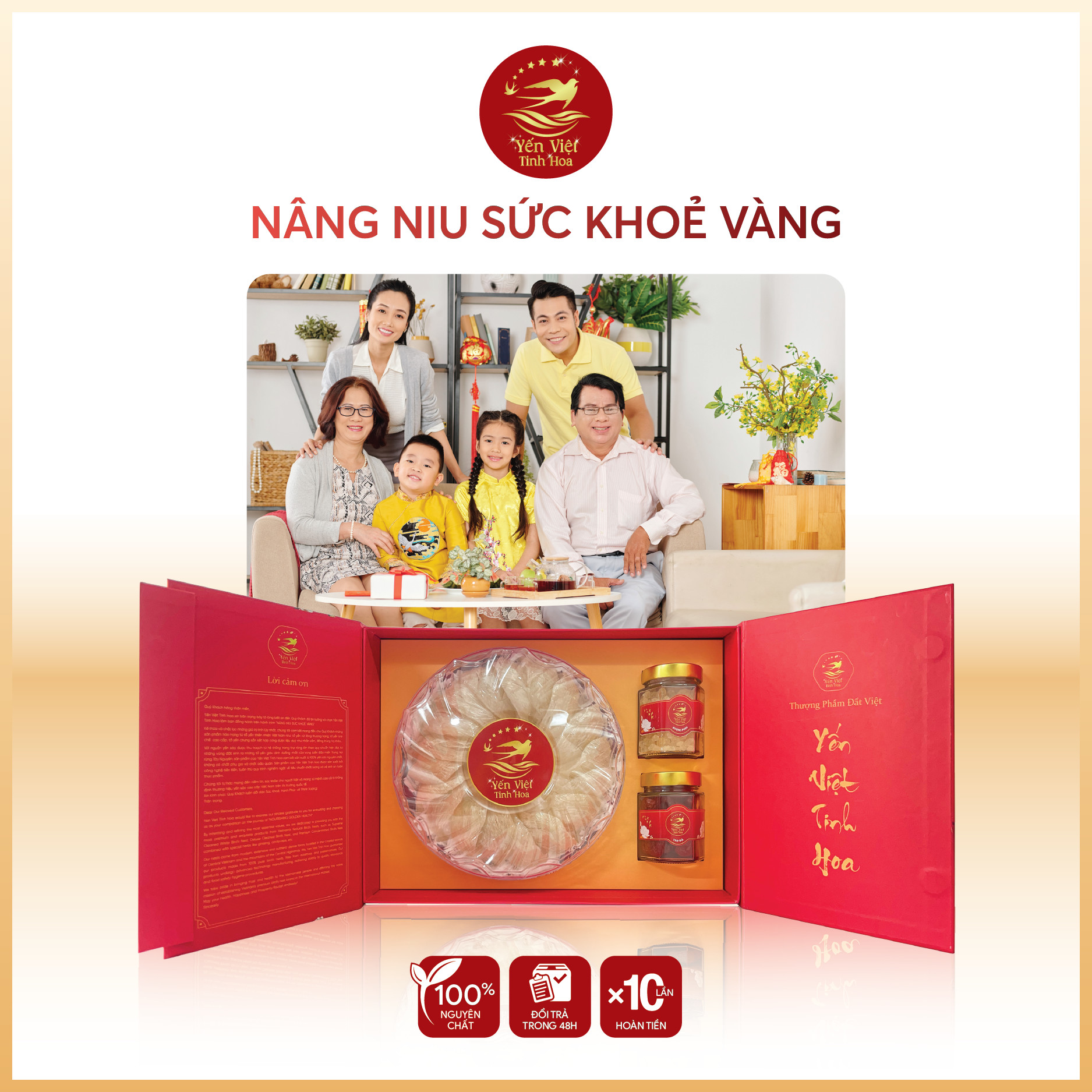 Tổ yến Tinh chế cao cấp 50 gram Yến Việt Tinh Hoa - Hàng chính hãng