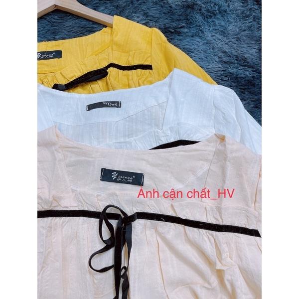 Áo sơ mi babydoll cổ vuông quảng châu