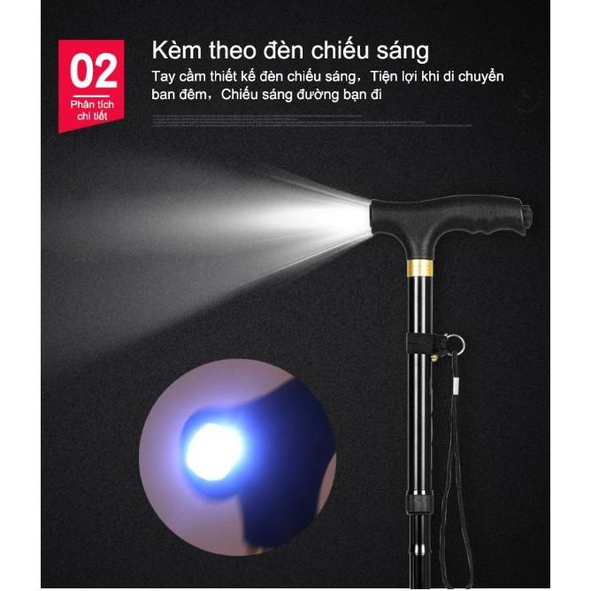 Gậy 4 chân chống tay kèm đèn led đa năng - AsiaMart