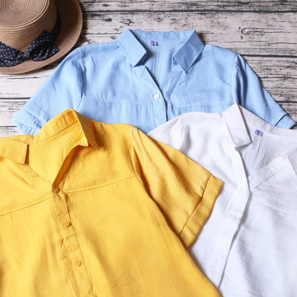 ÁO SƠ MI CỔ TÀU DÁNG SUÔNG BASIC