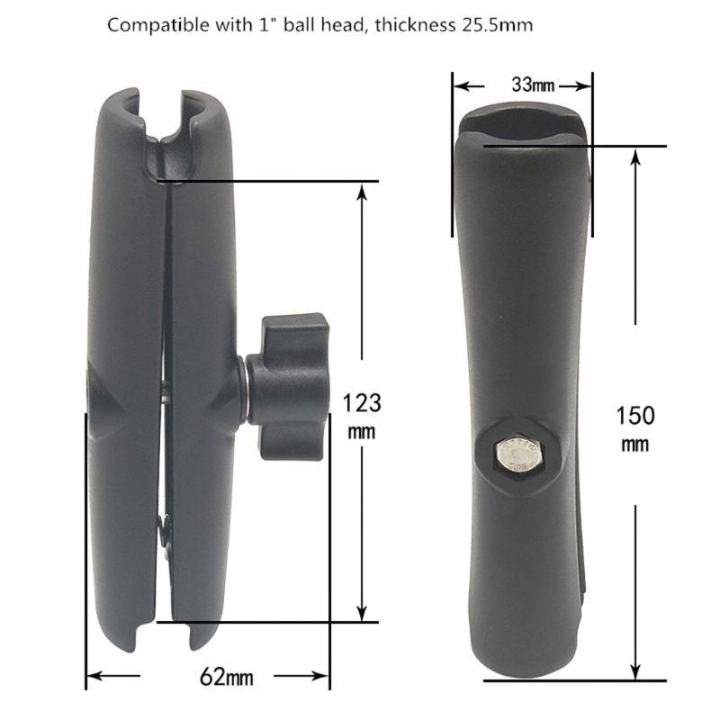 ARM ổ cắm đôi bằng nhôm dài 15cm mới cho ram với cơ sở 1 inch Ball Mount Motorcycle Camera Mở rộng cánh tay