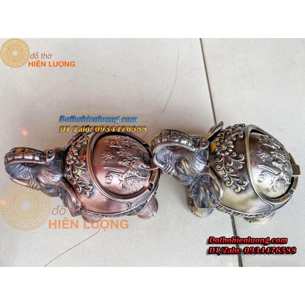 Gạt Tàn Voi Ôm Bằng Đồng Màu Vàng + Đỏ Đẹp Cao 11cm Để Trang Trí Phong Khách