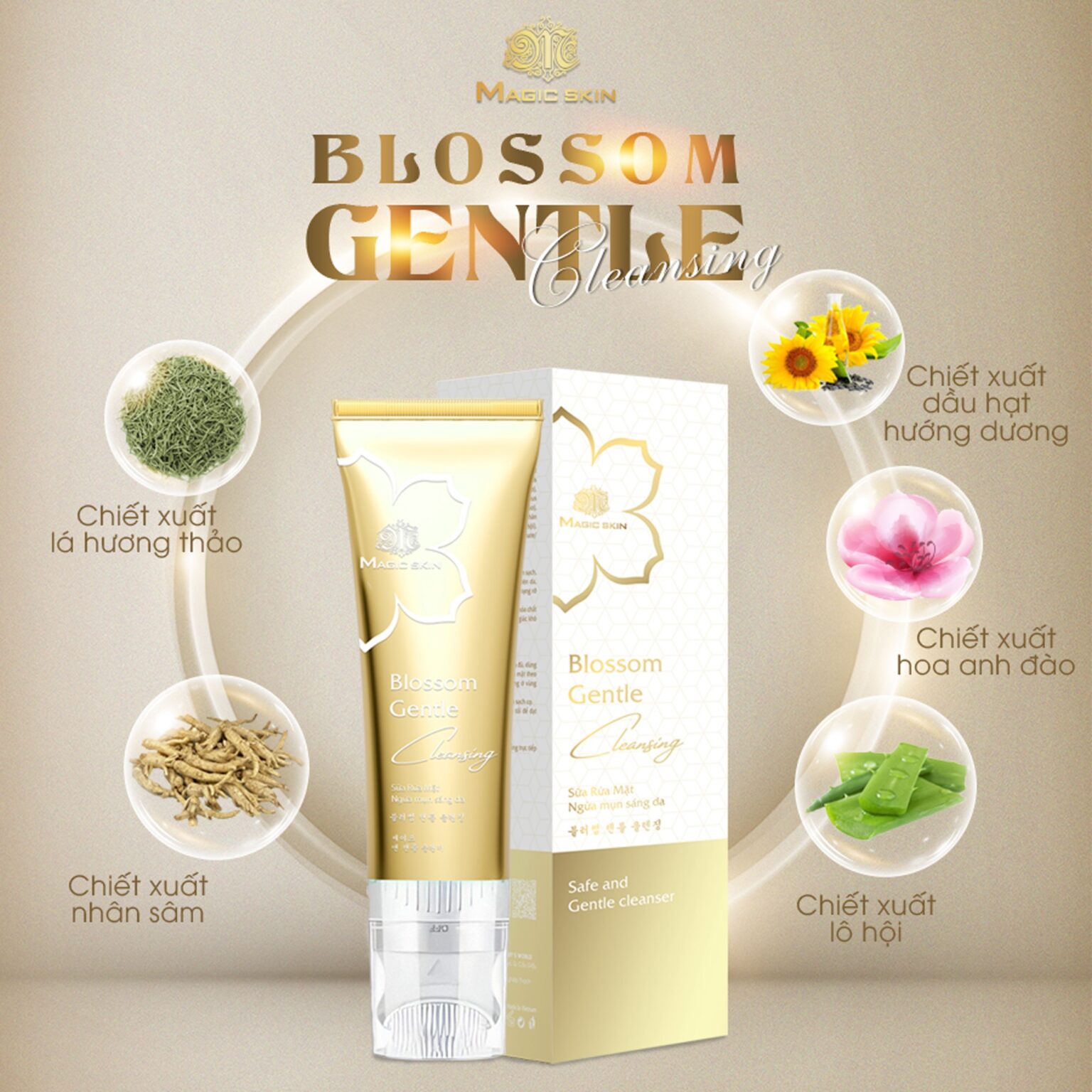 Sữa Rửa Mặt Dịu Nhẹ Magic Skin Blossom Gentle Cleansing - Trả lại làn da sạch khỏe và mướt mịn 180ml