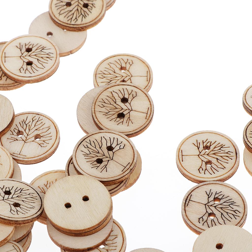 50 Miếng In Hình Vòng Nút Gỗ May Quần Áo Phụ Kiện 20 Mm