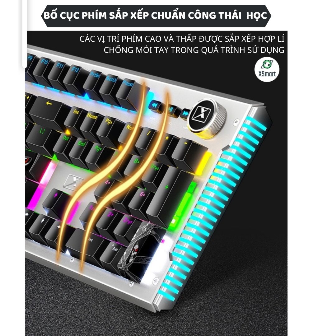 Bàn Phím Cơ Gaming Mẫu Mới XSmart K968 SUPER GAME 2021 Có 25 Chế Độ Led Đổi Màu Keycap Siêu Xịn, Tương Thích Máy Tính PC - Hàng Chính Hãng