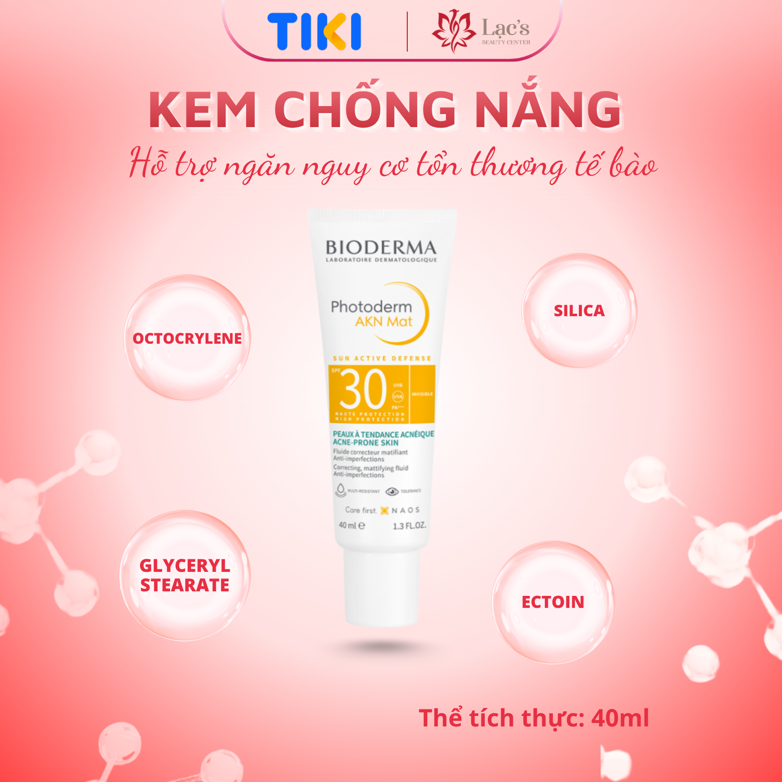 Chống nắng dành cho da mụn Bioderma Photoderm Akn Mat SPF30 - 40ml