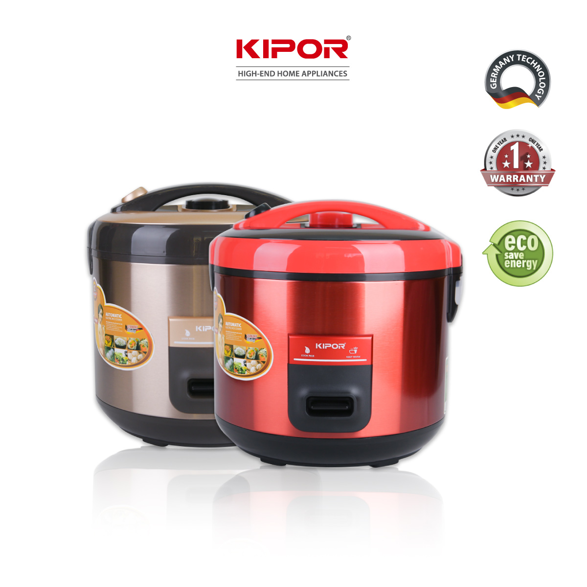 Nồi cơm điện KIPOR KP-N532 - 3.2L - Chống dính TEFLON, Nồi cỡ lớn phù hợp nấu công trường, nhóm bạn, gia đình 6-8 người ăn - Hàng chính hãng