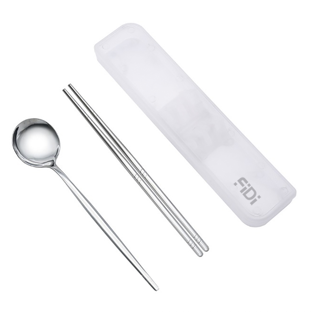 Bộ 1 thìa inox, 1 đôi đũa inox, 1 hộp nhựa Phong Cách Hàn Quốc - Thiết kế sang trọng, tiện ích với hộp đựng an toàn, vệ sinh, gọn gàng - Chất liệu Inox cao cấp dễ dàng rửa sạch sau khi sử dụng Dùng Đi Làm, Đi Học, Dã Ngoại, FIDI