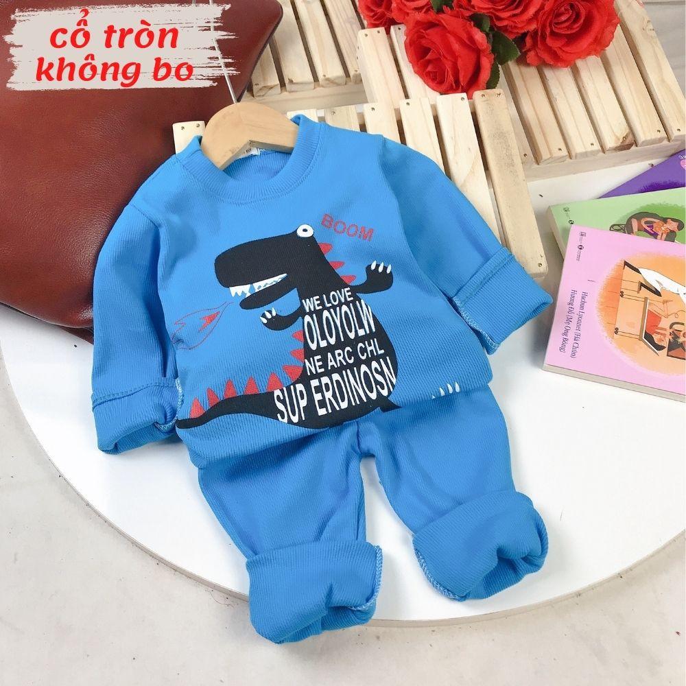 Bộ quần áo dài tay thu đông bé trai và bé gái chất nỉ len cho bé 1, 2, 3, 4, 5 tuổi 7-20kg