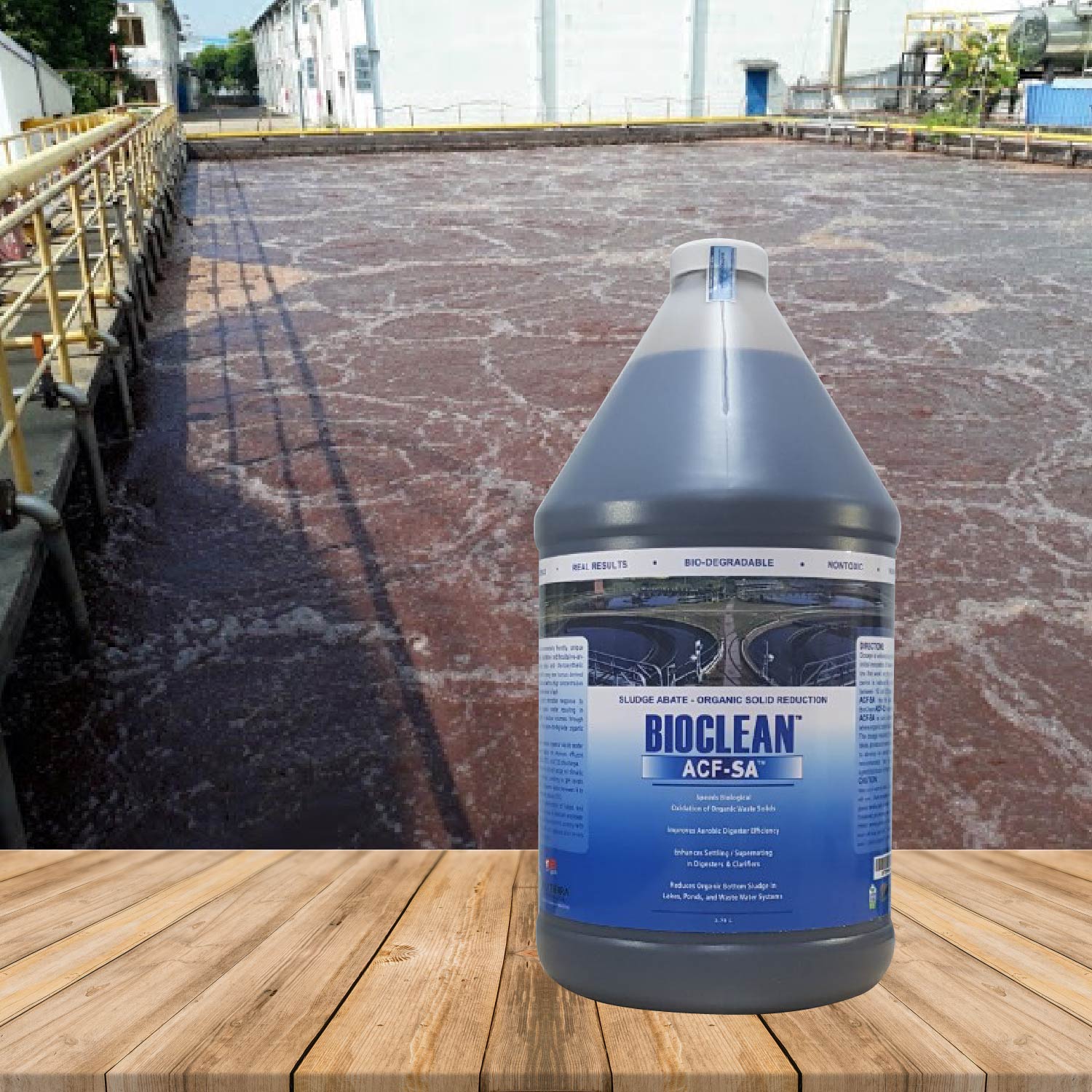 Vi sinh phân hủy bùn hữu cơ, giảm thể tích bùn trong hệ thống xử lý nước thải Bioclean ACF SA hàng Mỹ NSX Sun & Earth Microbiology - chai gallon = 3,785 lít