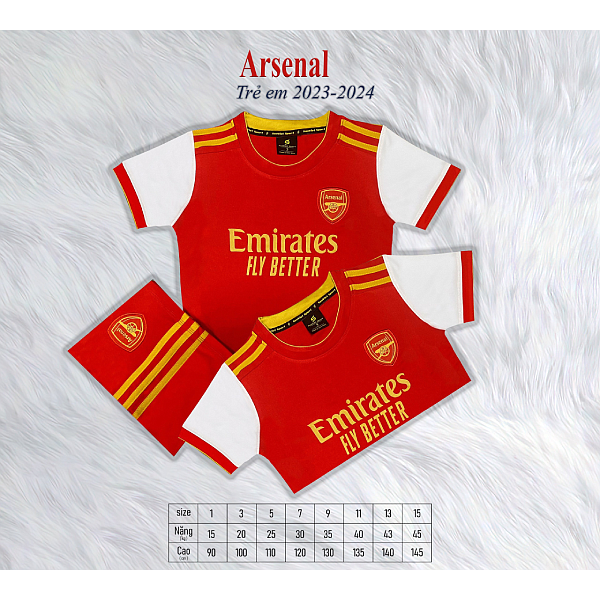 Bộ Quần Áo Bóng Đá Trẻ em – CLB Arsenal