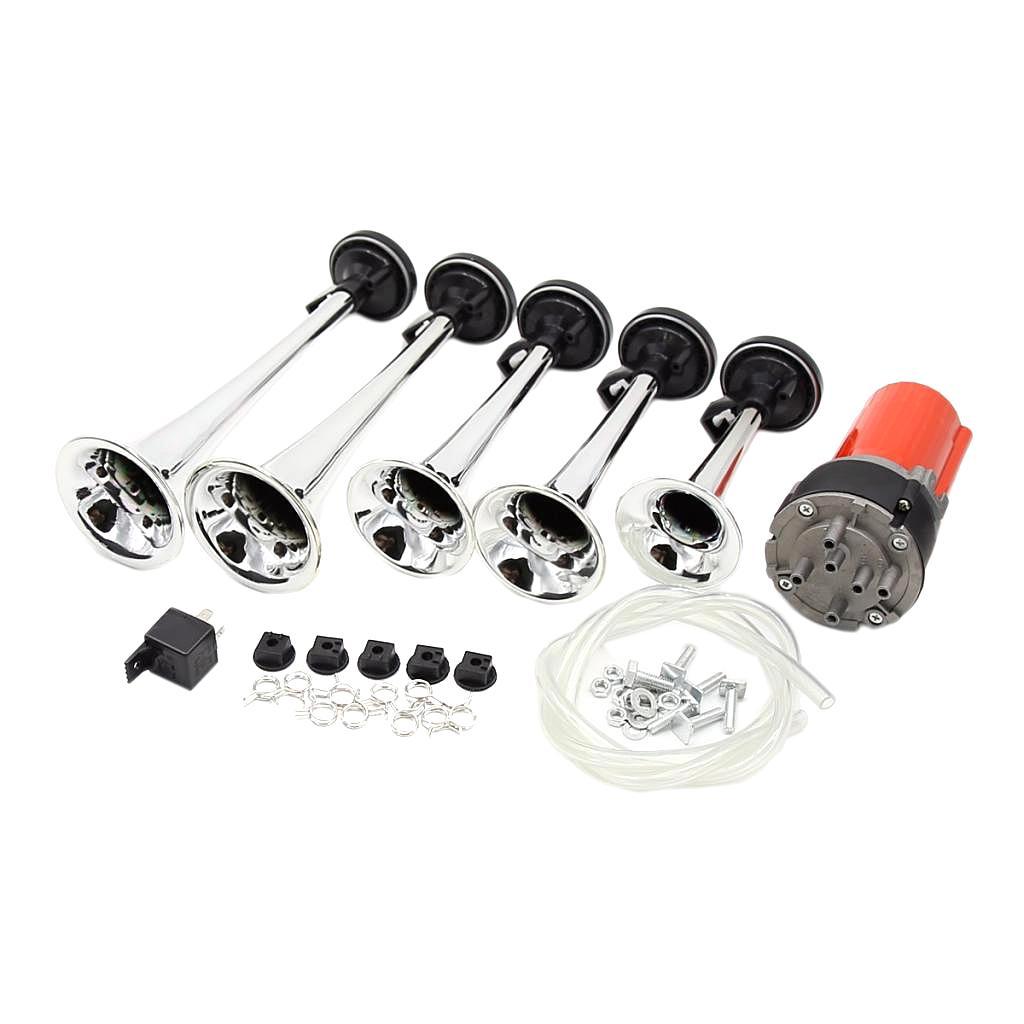 12V 130db 5 Trumpet Musical Kit for Car SUV Truck Van Boat