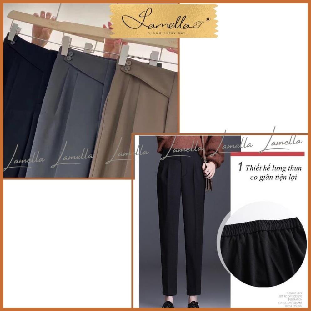 Quần baggy nữ lưng chun 2 khuy, quần tây nữ công sở lưng cao ống rộng đi học bigsize LAMELLA BG02