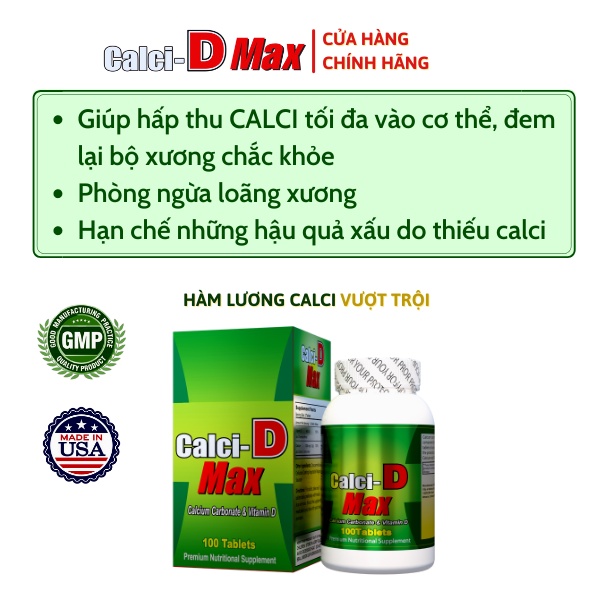 MADE IN USA] Calci-DMax  chai 100 viên nén - Bổ sung Calci, vitamin D cho cơ thể giúp xương, răng chắc khỏe, phòng ngừa loãng xương