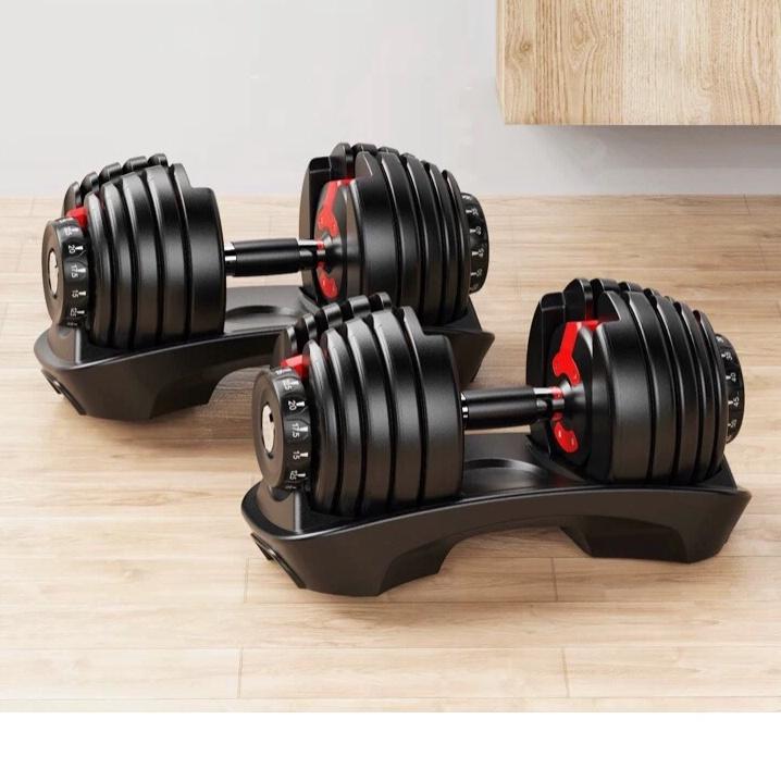 Hai bộ tạ tay điều chỉnh khóa số tự động Đa Năng 48kg (Có khay đựng)