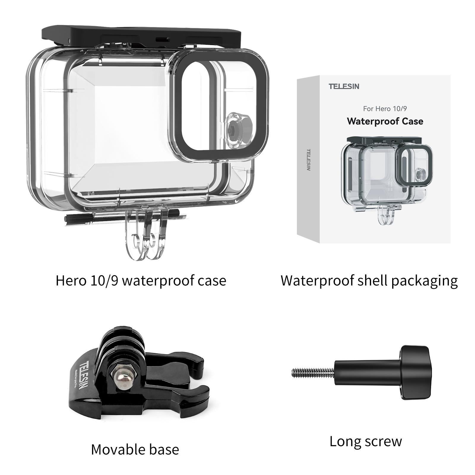 TELESIN Vỏ Chống Nước 60M Cho GoPro Hero 11 10 9 Lặn Dưới Nước Vỏ Bọc Với Bộ Lọc Lặn Phụ Kiện Camera Hành Động