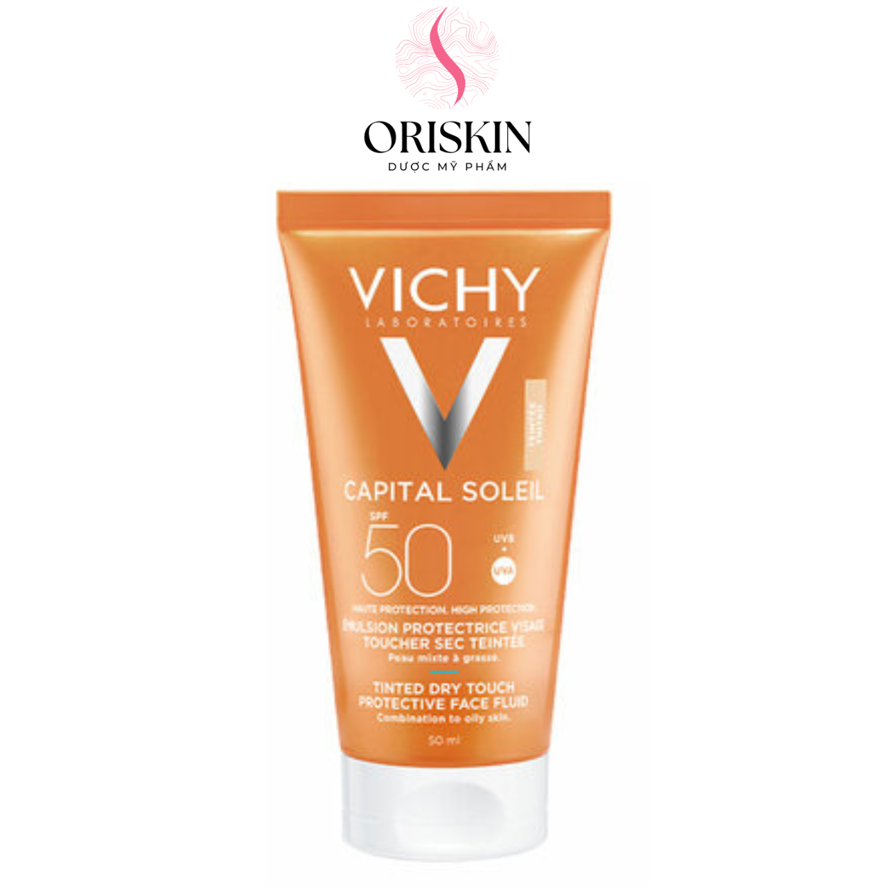 Kem Chống Nắng Không Gây Nhờn Rít Không Màu SPF50  Vichy Capital Soleil SPF50 Face Dry Touch (50ml) -100516689