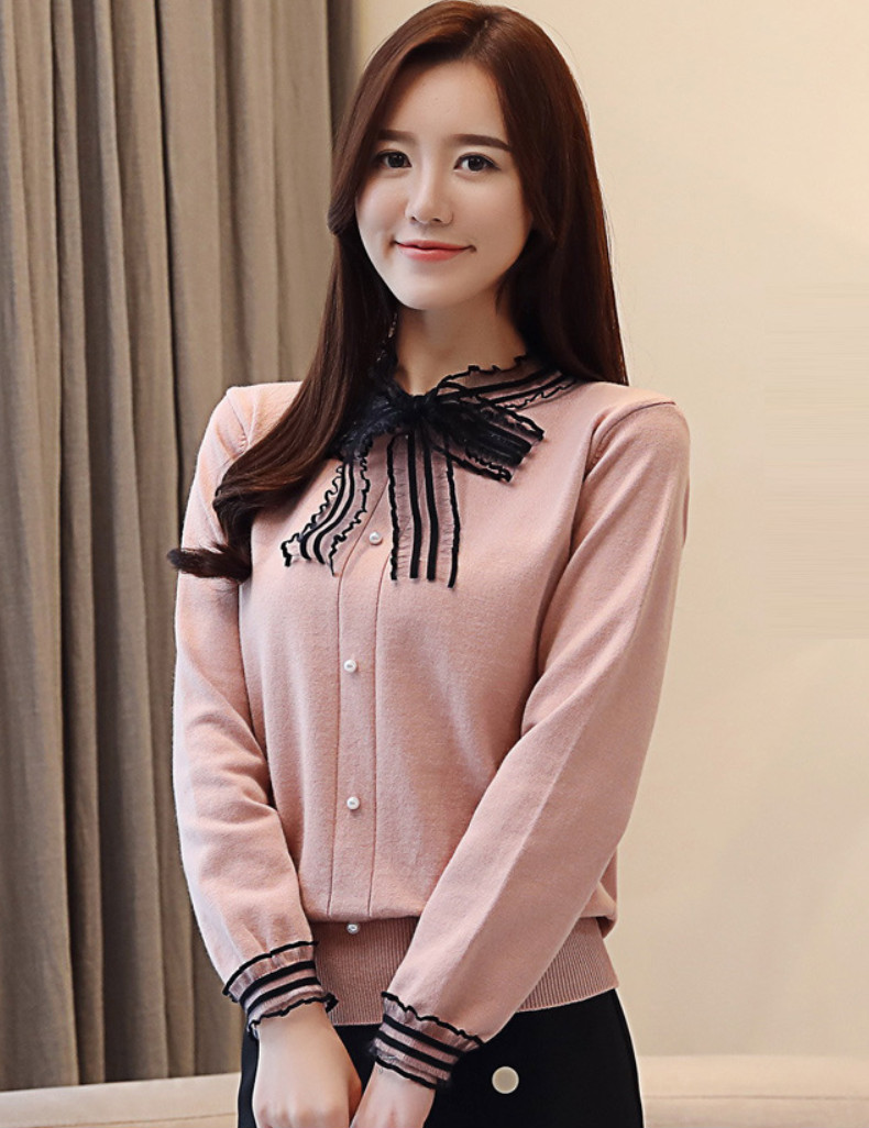 Áo Len Nữ Cổ Thắt Nơ Xinh ALN027 MayHomes - Hồng