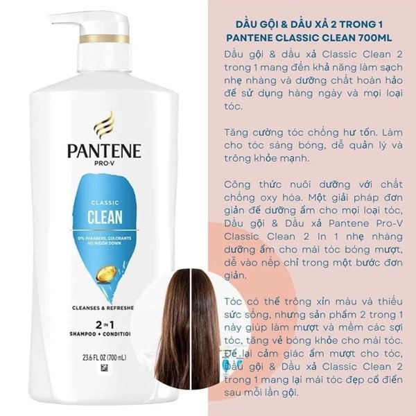 Dầu Gội Pantene Shampoo Classic Clean Sạch Sâu Chắc Khỏe 700ml