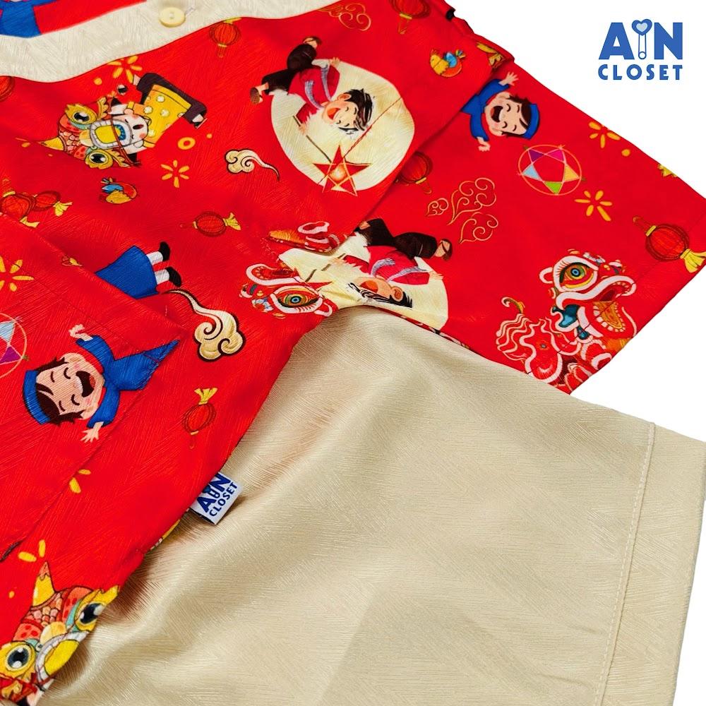 Bộ quần áo Lửng bé trai hoạ tiết Chú Cuội Lụa Đỏ - AICDBT0CPJDY - AIN Closet